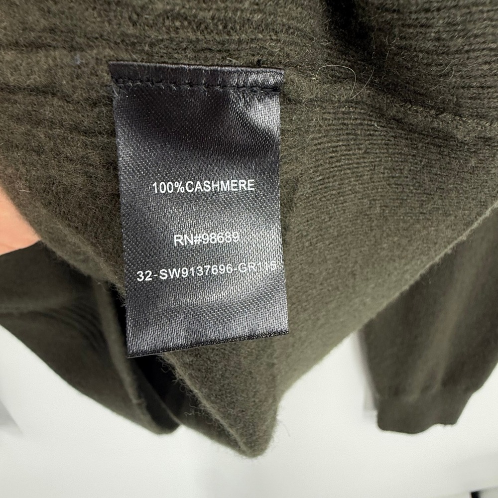 Todd Snyder 100% Cashmere Polo Sweater Mens Medium Olive Green Cardigan - Picture 4 of 8